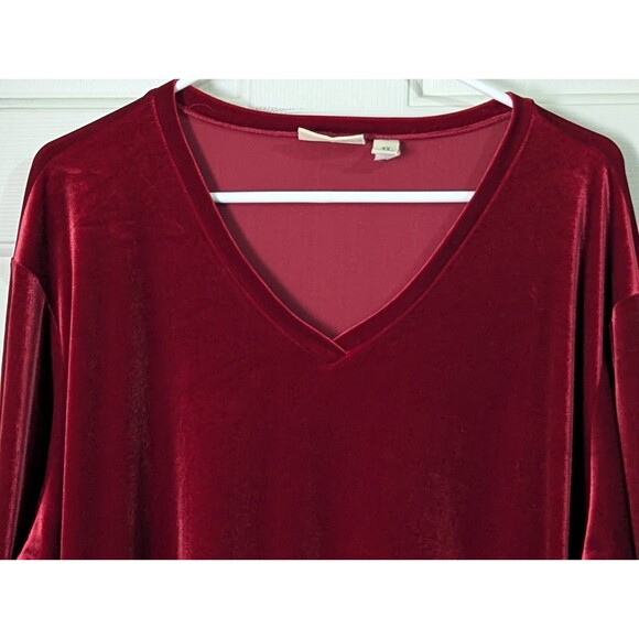 VTG Preview International Velour Track Suit Womens 3X Red Pockets Stretch V Neck - Picture 4 of 11